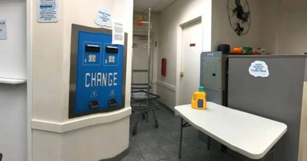 Before renovation: change machine and folding table
