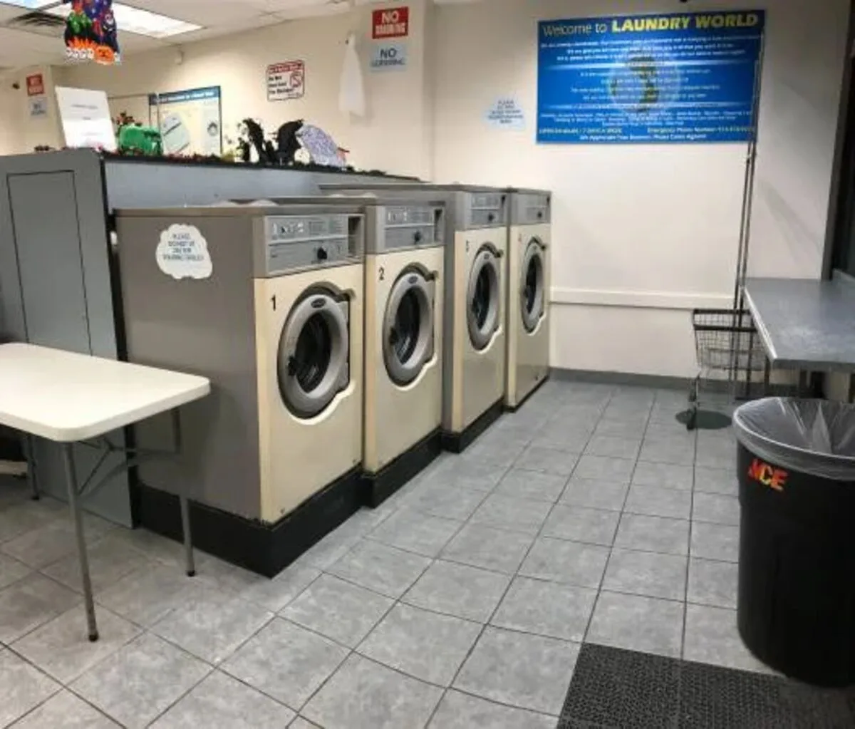 Before renovation: Laundry World with its former beige machines
